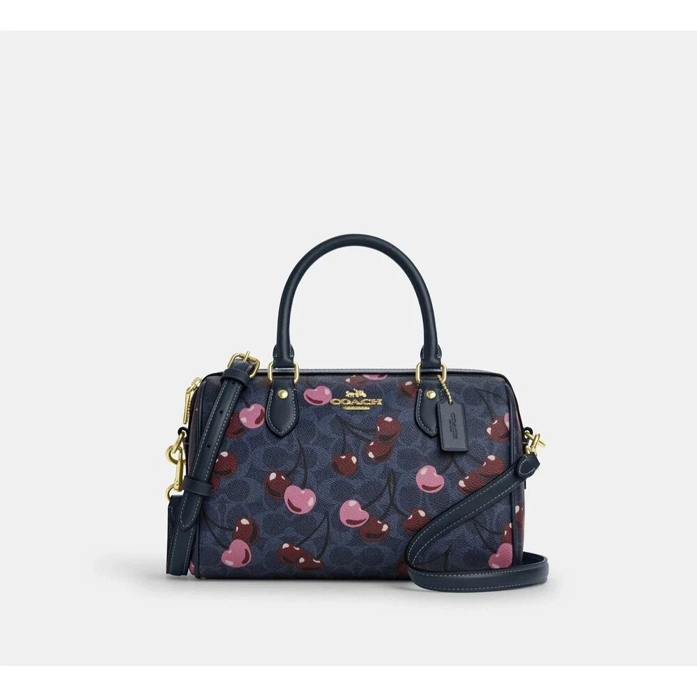 Coach Rowan Satchel Bag In Signature Canvas With Cherry Print CY692 - Picture 4 of 15